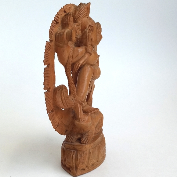 Vintage Antique Hand Carved Wooden Ganesh (Sandalwood) 6 1/2” Tall - Picture 6 of 11